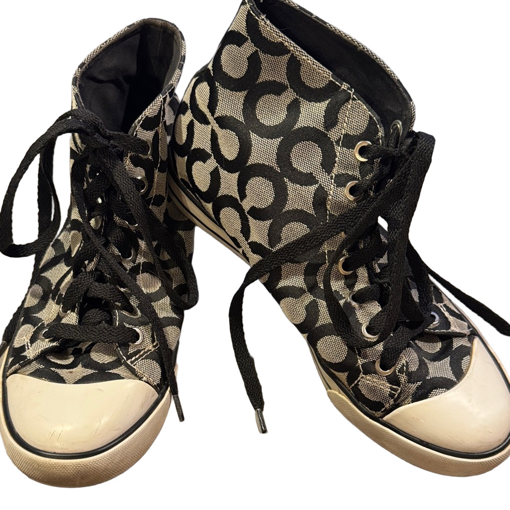 Coach Black and White High-Top Sneakers